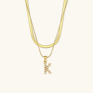 Fiona Layered Gold Initial Letter Necklace