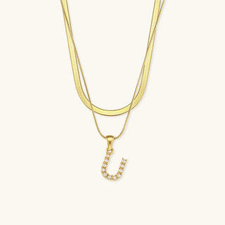 Fiona Layered Gold Initial Letter Necklace