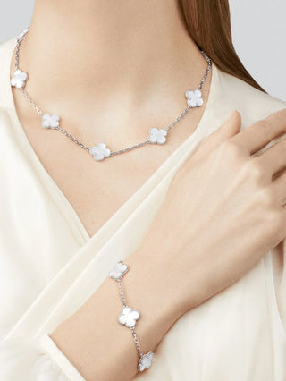 CLOVER - 10 Motive Silver Necklace