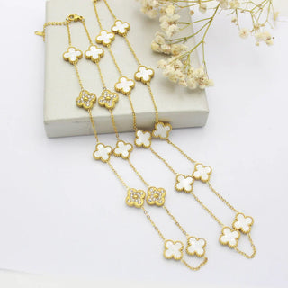 CLOVER - 10 Motive White Necklace