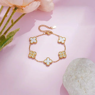 CLOVER - White Gold Zircon Bracelet