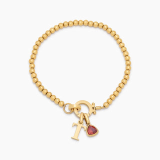 Perlen-Geburtsstein-Anfangsbuchstaben-Charm-Armband