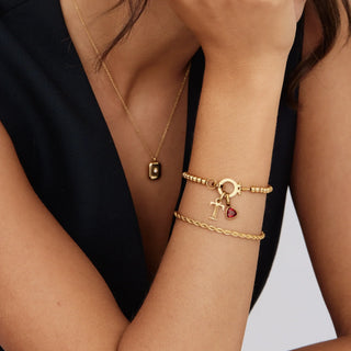 Perlen-Geburtsstein-Anfangsbuchstaben-Charm-Armband