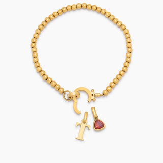 Perlen-Geburtsstein-Anfangsbuchstaben-Charm-Armband
