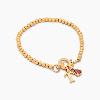 Perlen-Geburtsstein-Anfangsbuchstaben-Charm-Armband