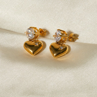 Emmeline Heart Gold Earrings