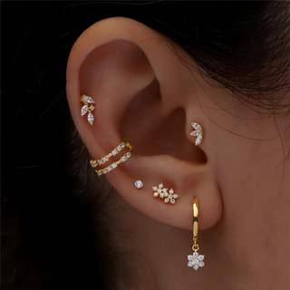 Trio Flache Rückseite Diamant Ohrstecker