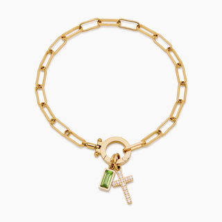 Büroklammer Geburtsstein Kreuz Anhänger Armband