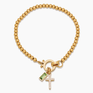 Perlen-Geburtsstein-Kreuz-Anhänger-Armband